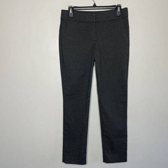 Ann Taylor LOFT Pants Womens 2 Marisa Skinny Polka Dot Straight Leg Gray Black - Picture 1 of 10